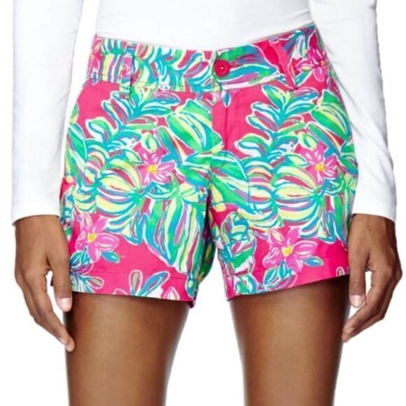 Lilly Pulitzer Pomegranate Jungle Callahan Shorts Size 0 - Picture 1 of 13